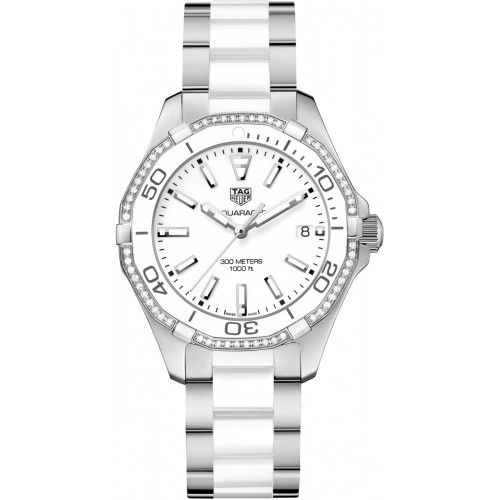 Tag Heuer Aquaracer White Dial Diamond Steel Ladies Watch WAY131H-BA0914